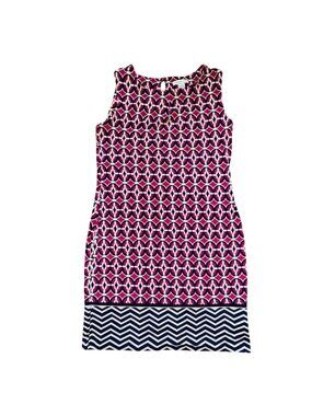 Liz Claiborne Womens Sleeveless Knee Length Dress-Pink/Blue-L-GUC